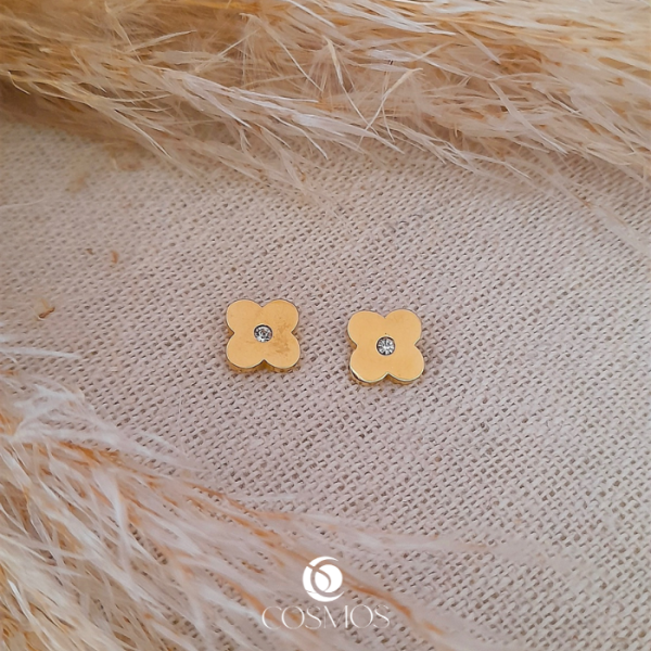 Arete pegados pequeño diseño flor