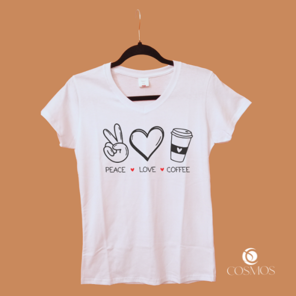 Camiseta peace love cofee EL Salvador